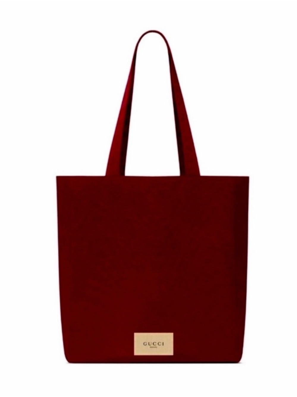 Gucci Maroon Canvas Tote with Gold Logo Plaque